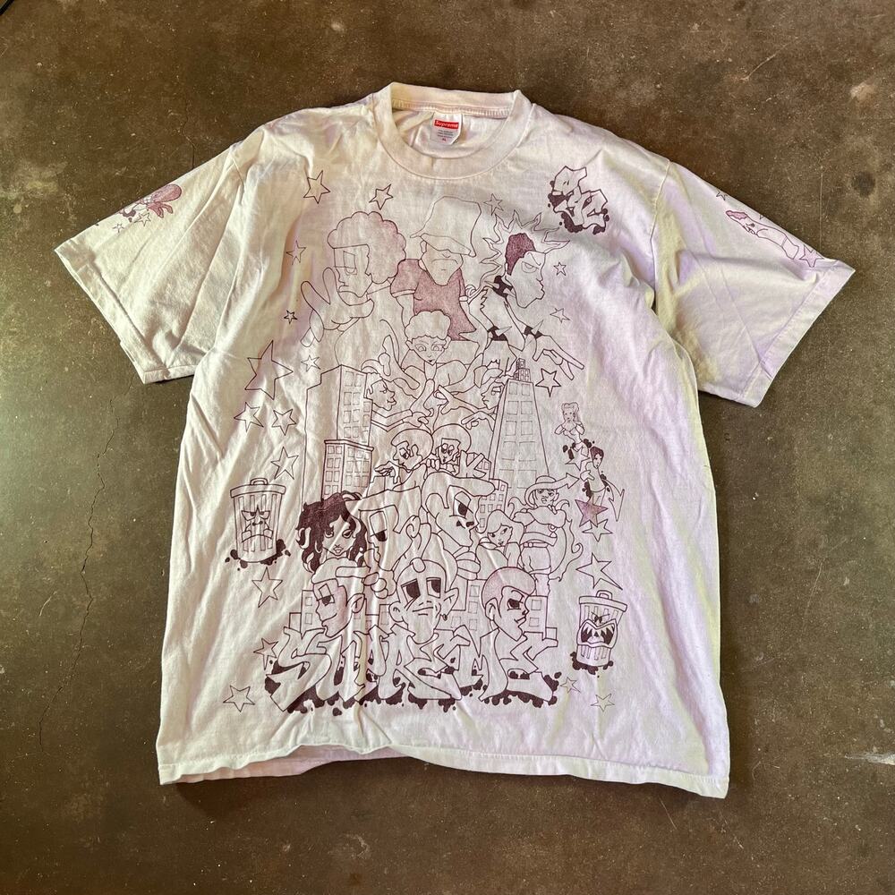 Men’s supreme downtown graffiti wizard white designer T-shirt size XL
